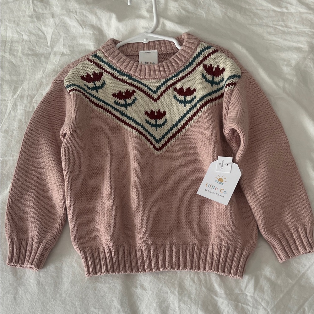 Little Co. Pink Floral Kids Sweater